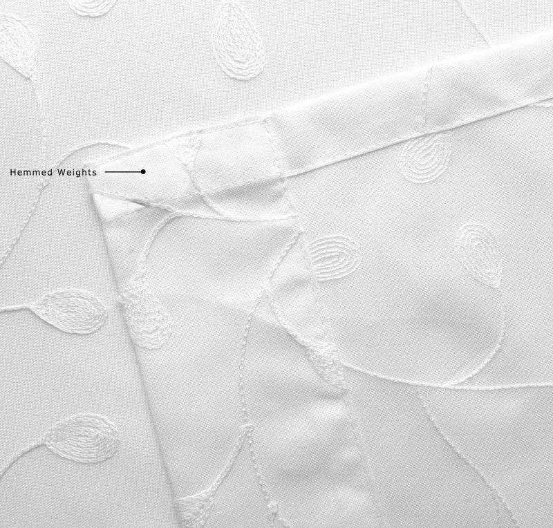 MIUCO Floral Embroidered Semi Sheer Curtains Faux Linen Grommet Window Curtains for Bedroom Living Room 95 Inches Long 2 Panels, Pure White - Image 5